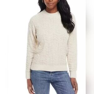 Women's Weatherproof Vintage Chenille Holiday Sweater Cream Size L NWT